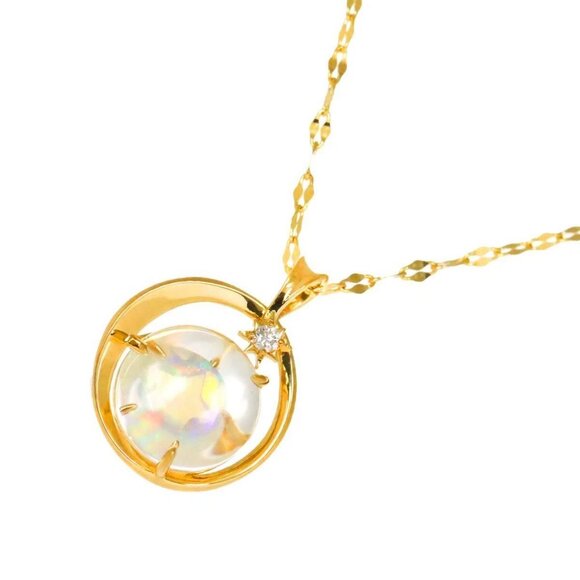 Star Jewelry WINTER PLANET Opal Quartz Diamond 0.01ct Necklace 18K YG 90272066